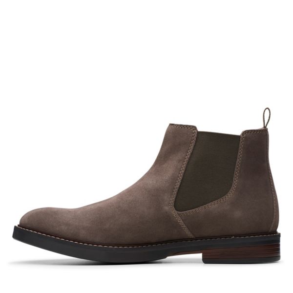 Clarks Mens Paulson Up Chelsea Boots Taupe Suede | UK-8692041